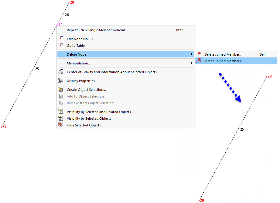 Node Shortcut Menu for Merging Members with Result