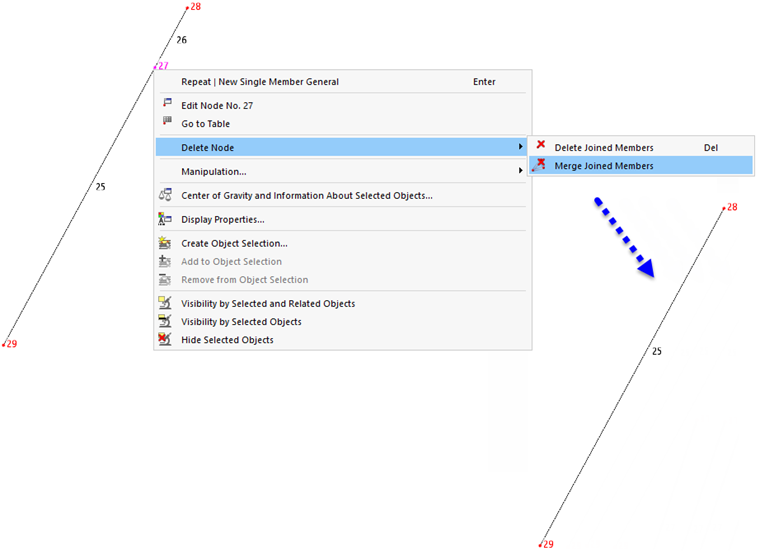 Node Shortcut Menu for Merging Members with Result