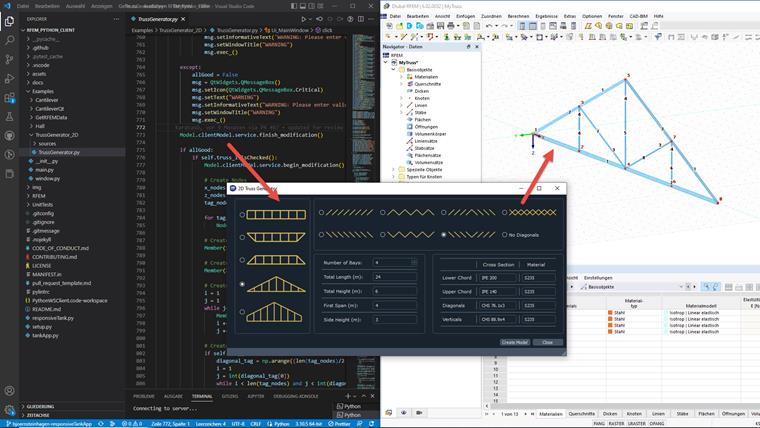 KB 001769 | Practical Applications Using Python and RFEM 6 | 2D Truss Generator
