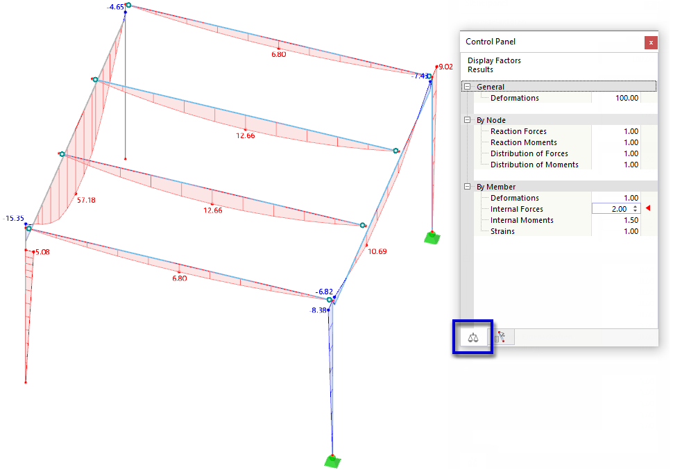 Adjusting Display Factors for Member Moments