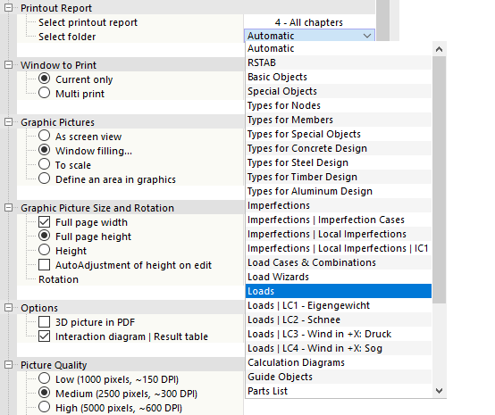 Selecting Printout Report Folder for Graphic