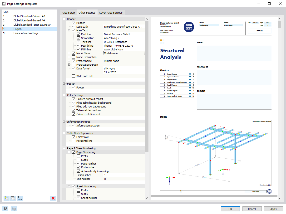 Selecting Report Header from Templates