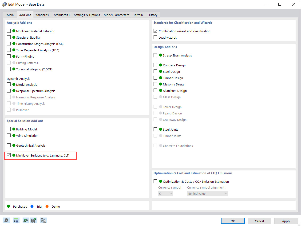 Add-on "Multilayer Surfaces” in Base Data