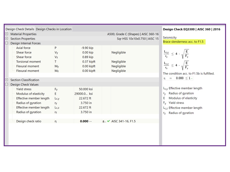 KB 001775 | AISC 341-16 Braced Frame Design in RFEM 6