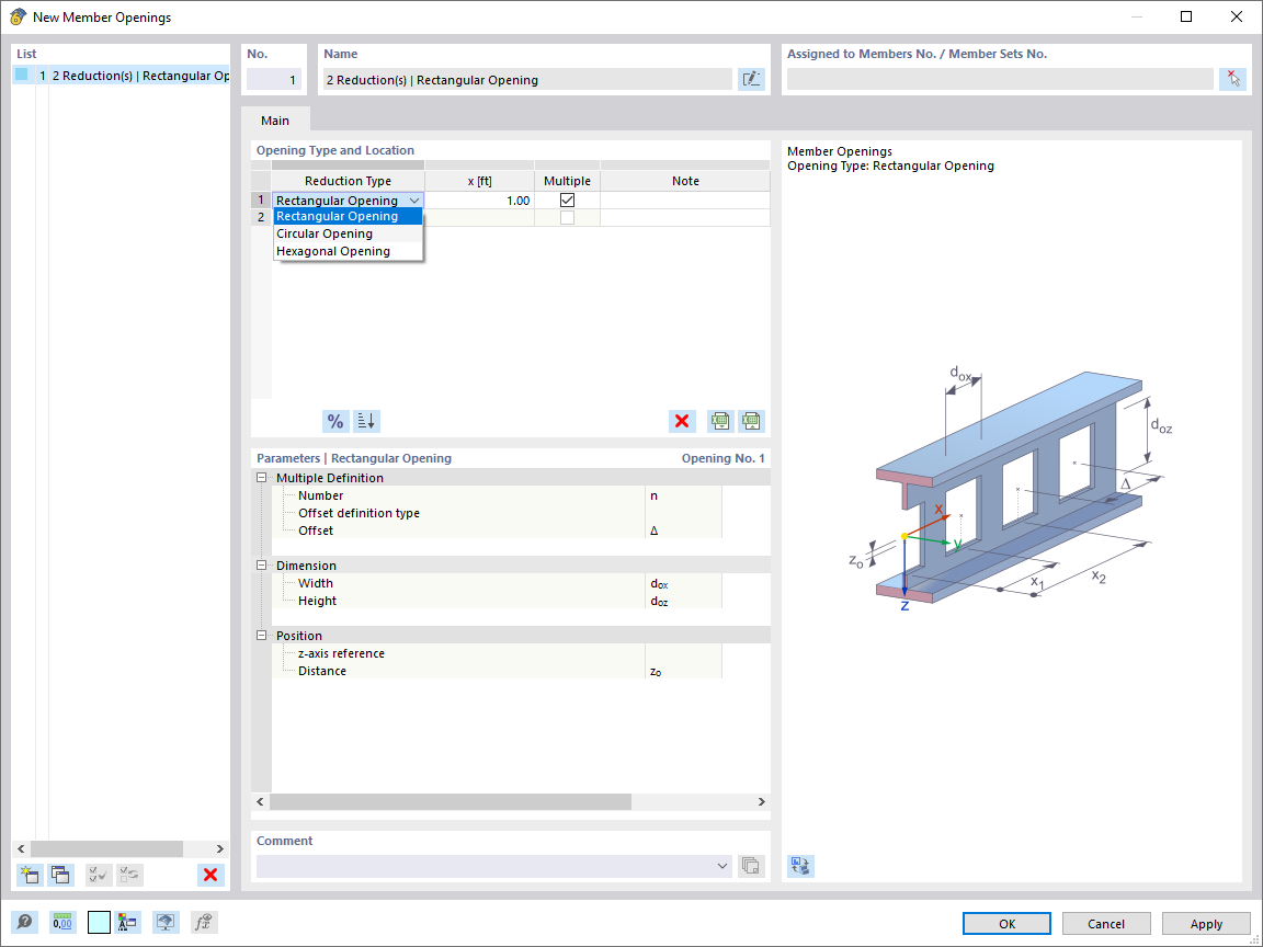 Dialog Box "New Member Openings"
