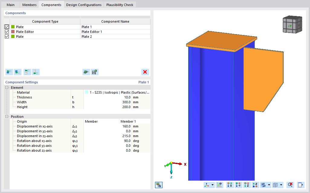 Component Settings Dialog