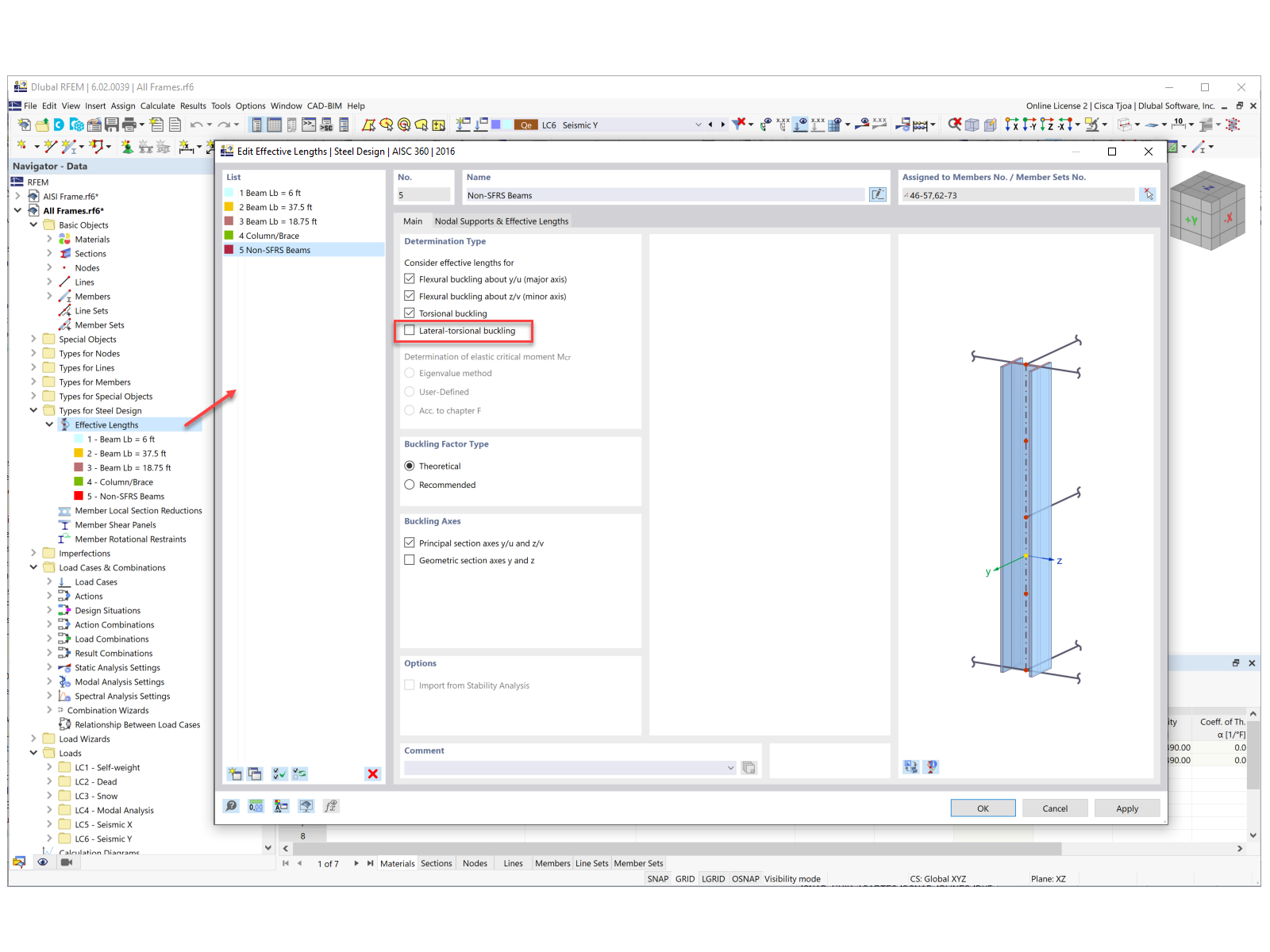 FAQ 005330 | My beam has continuous lateral support and therefore lateral-torsional buckling (LTB) is not a concern.  How do I define the effective length?