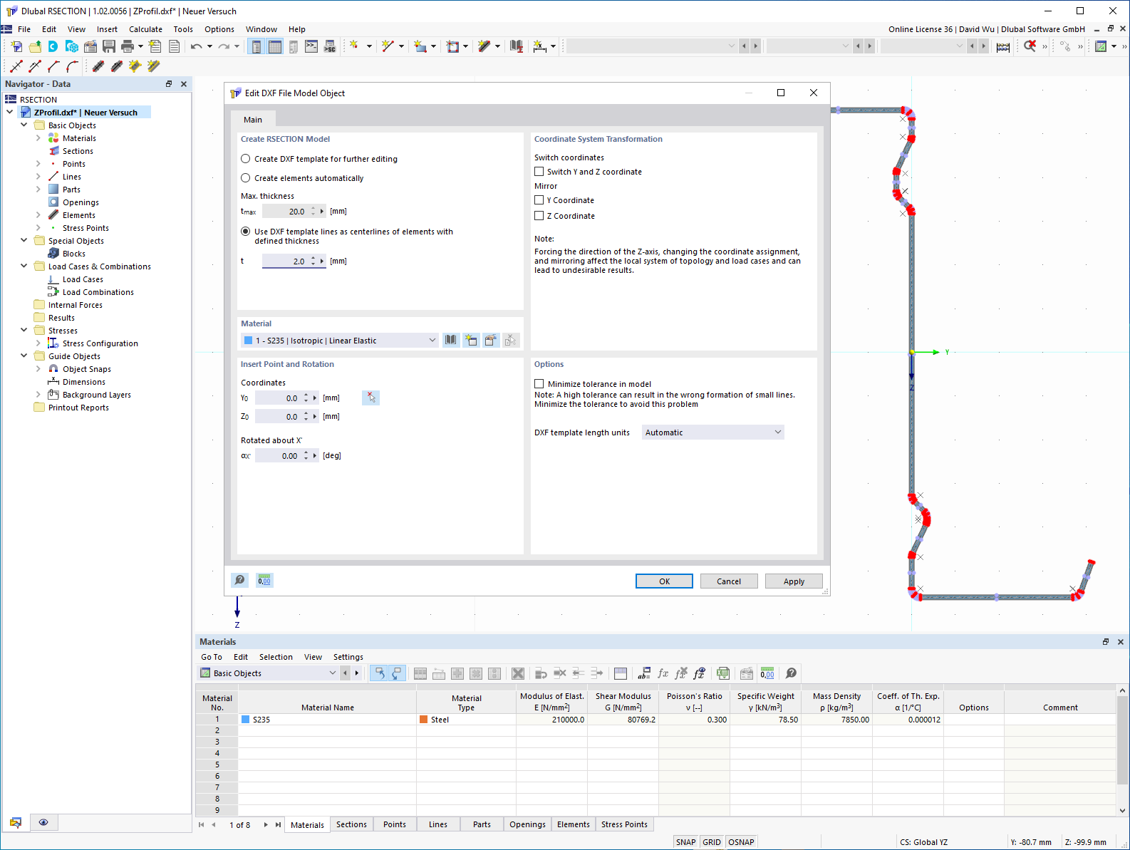 Feature 002553 | Creating RSECTION Cross-Section from DXF File