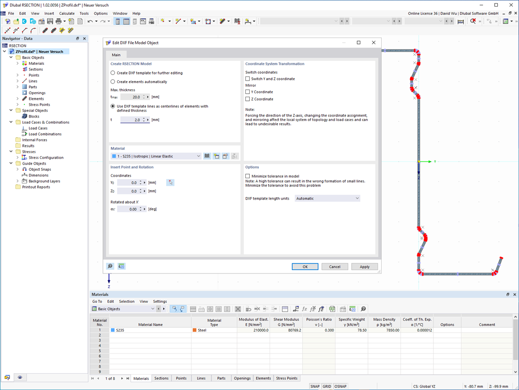 Feature 002553 | Creating RSECTION Cross-Section from DXF File