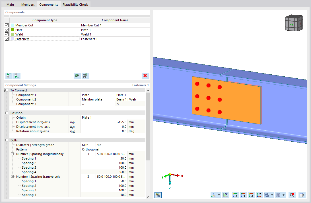 Dialog Box "Component Settings"