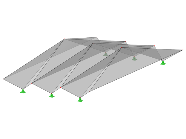 Model ID 524 | 034-FPL103 | Prismatic Folded Structure Systems. Surfaces with Counter-Running Folding. Center Fold Elevated over Edge Fold. Ridge-to-Ridge Folding