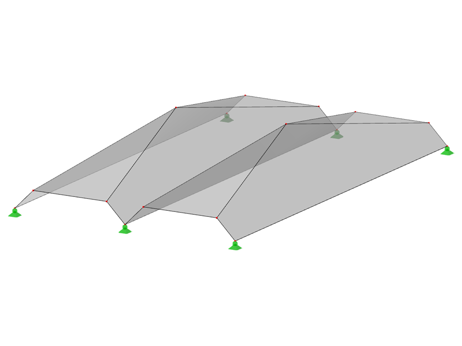 Model ID 527 | 034-FPL106-a | Prismatic Folded Structure Systems. Surface with Conical Folding. Continuous Fold Section with Upper Edge Cut by Sloping Plane