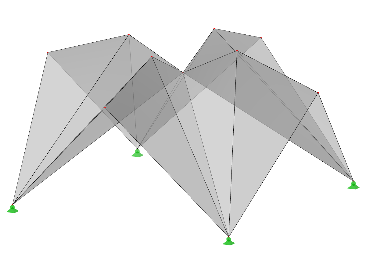 Model ID 532 | 034-FPC013 | Prismatic Folded Structure Systems | Cross-Folded Surfaces over Rectangular Floor Plan, Ridges Folded Upward