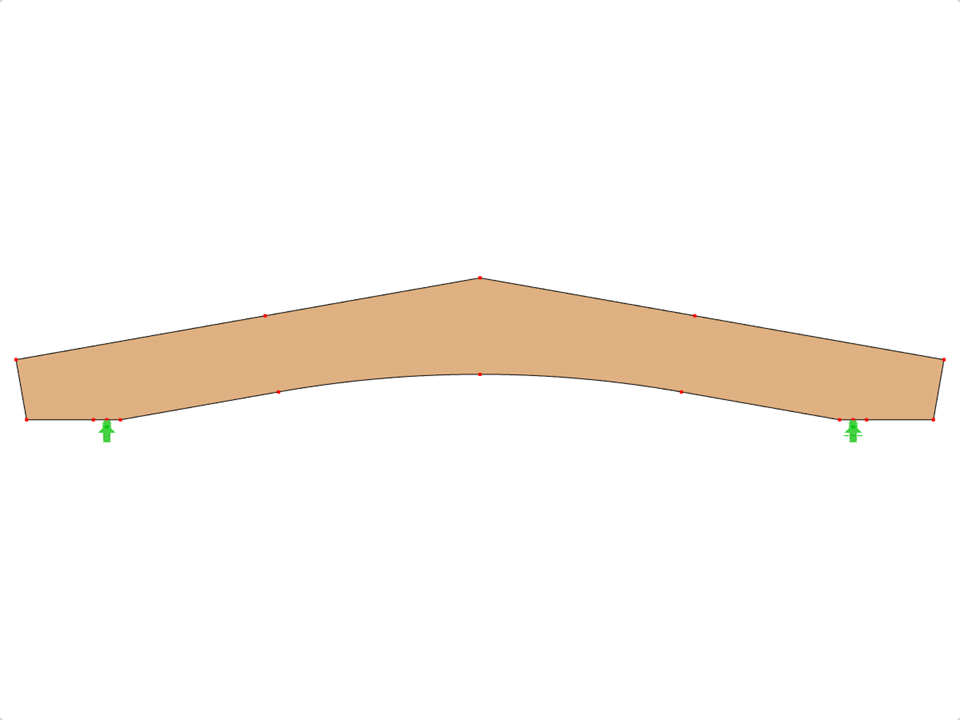 Model ID 586 | GLB0502 | Glued-Laminated Beam | Pitched Cambered | Constant Height | Symmetric | Horizontal Cantilevers | Without Loose Ridge Wedge