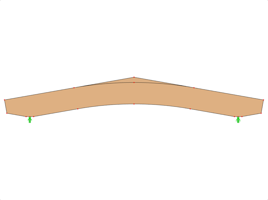 Model ID 591 | GLB0514 | Glued-Laminated Beam | Pitched Cambered | Constant Height | Symmetric | Tapered Cantilevers | With Loose Ridge Wedge
