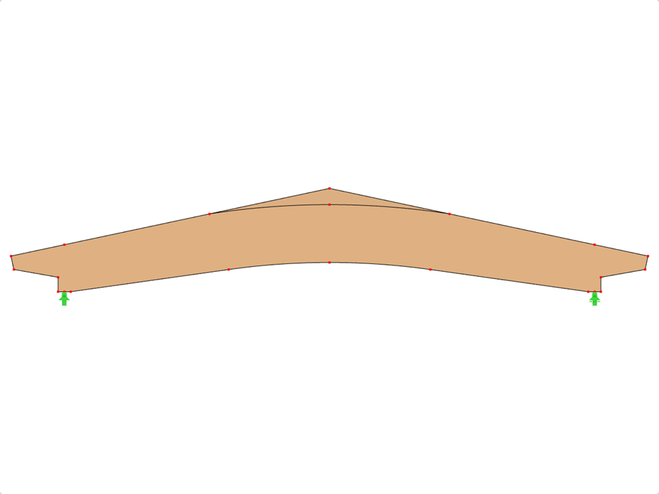 Model ID 616 | GLB0615 | Glued-Laminated Beam | Pitched Cambered | Variable Height | Symmetric | Offset-Tapered Cantilevers | With Loose Ridge Wedge