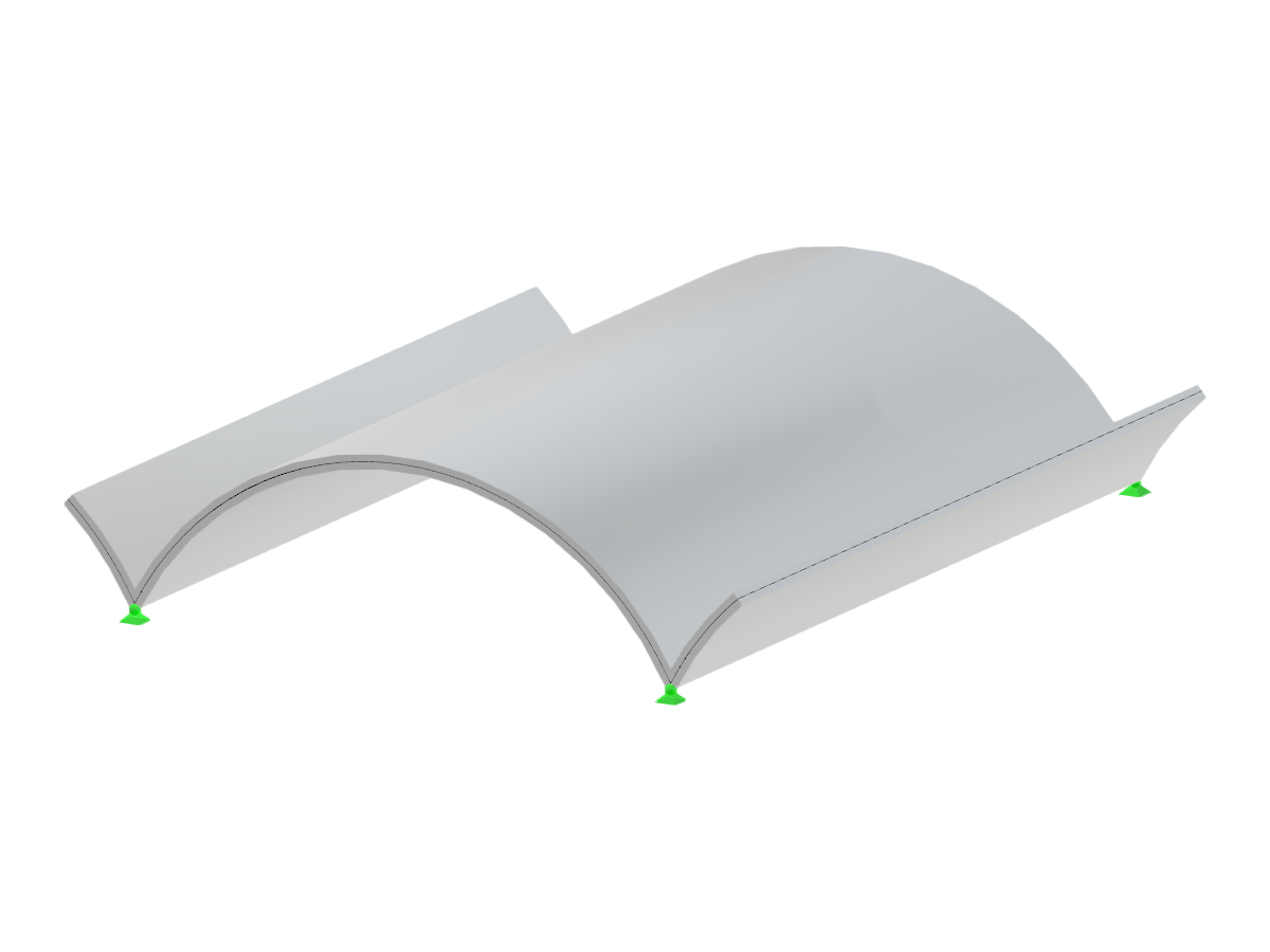 A semi-cylindrical barrel vault structure with radial stiffeners showcasing structural design and engineering techniques.