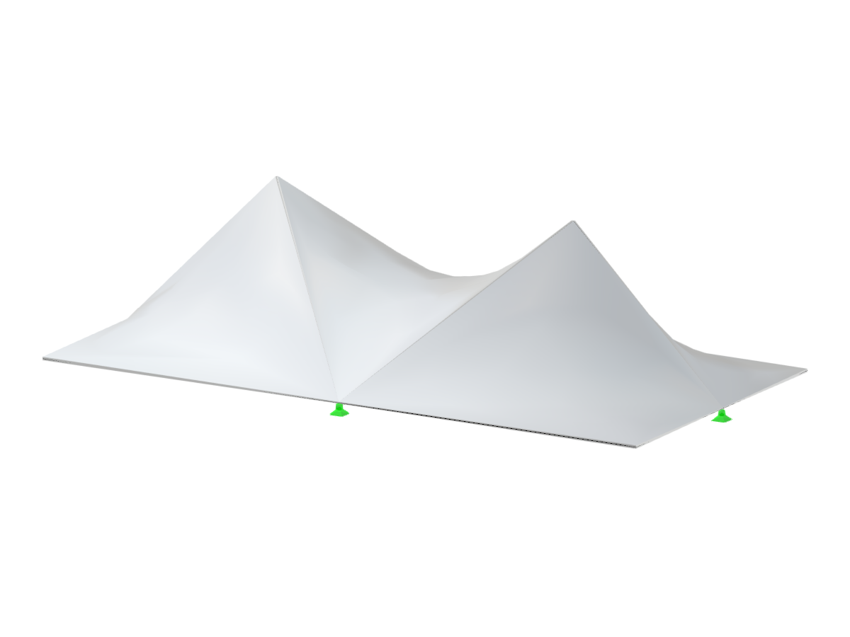Anticlastic shell structures featuring five hypar surfaces are shown in a rectangular plan design, illustrating space-defining systems.