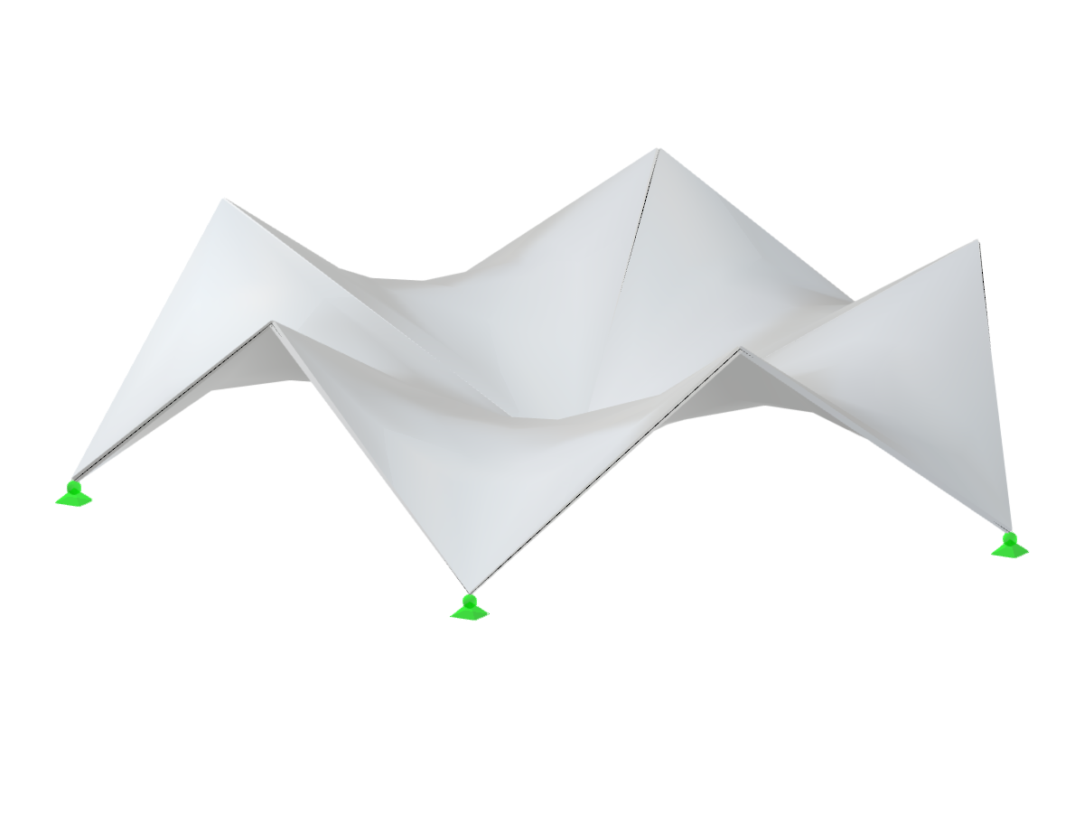 Illustration of anticlastic shell structure with parameters like number of sides, length, and height.