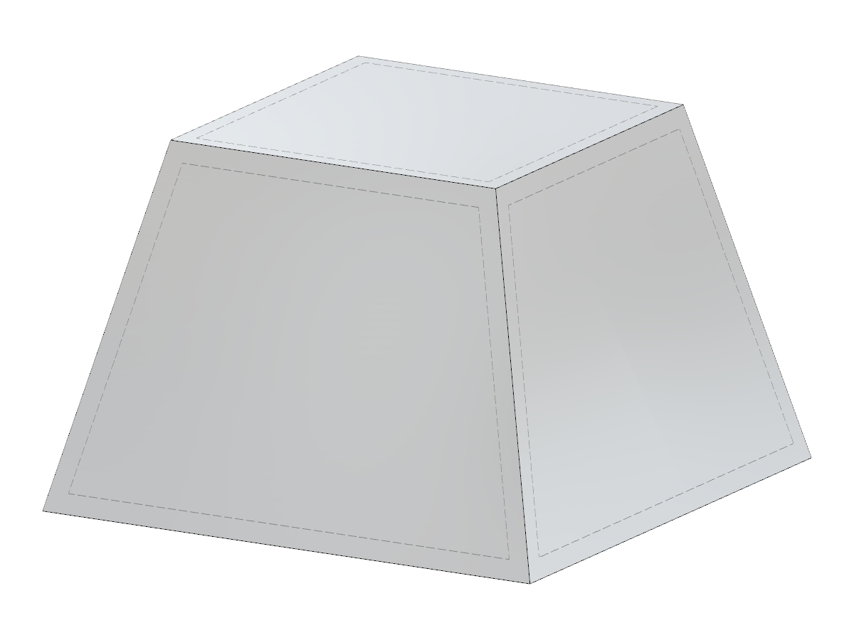 JavaScript tapered cube with adjustable parameters for height and edge lengths.