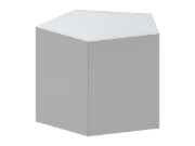 Diagram of a pentagonal prism showcasing three input options for dimension calculation: edge length, circumscribed circle radius, or inscribed circle radius.