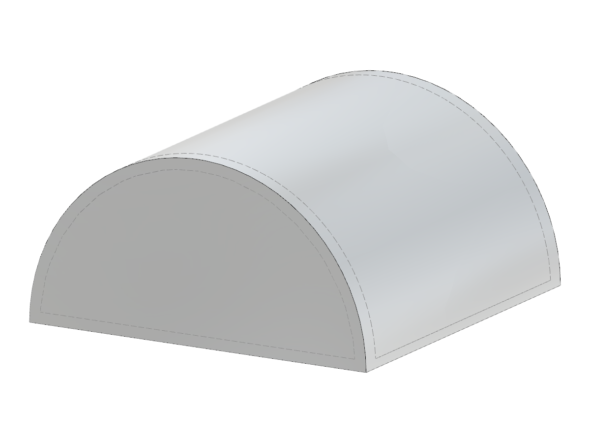 A 3D solid model showing half of a cylindrical structure, used for engineering analysis.