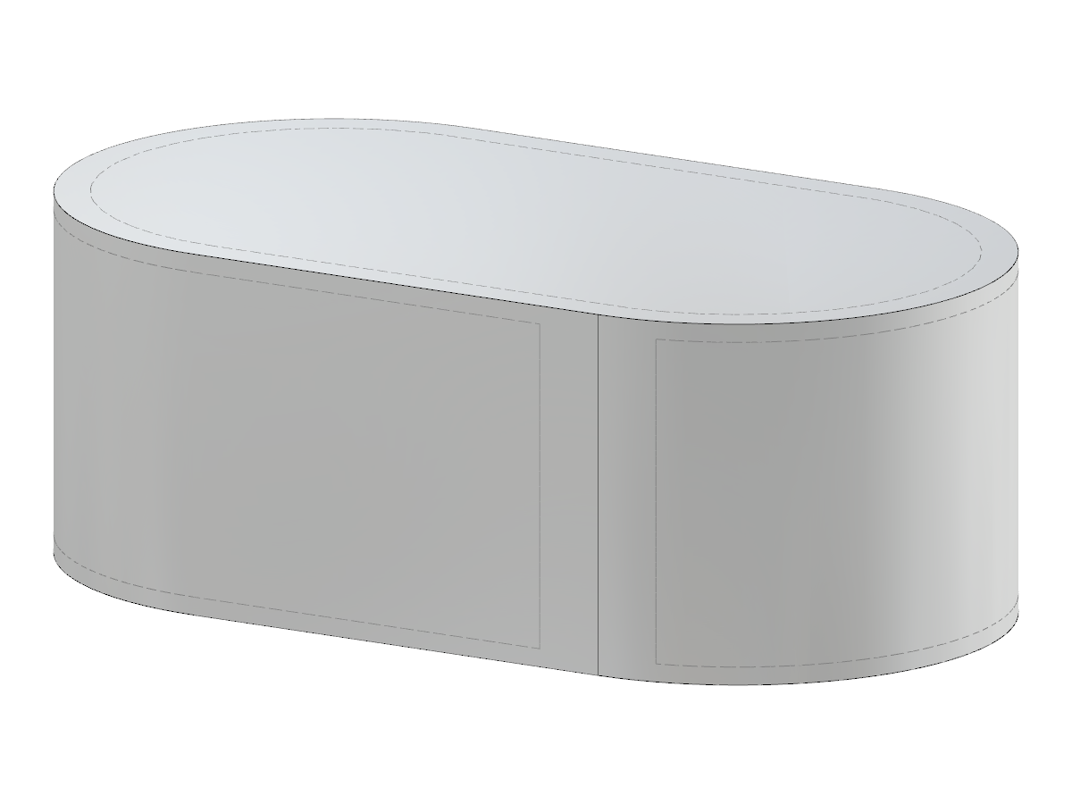 Structural rendering of an obround cylinder showcasing its geometric configuration in a technical context.
