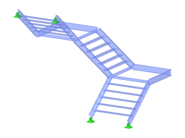 Model ID 3081 | STS005-b | Stairs | Three-Flight | Double L-Shaped (U-Shaped) | Up-Left