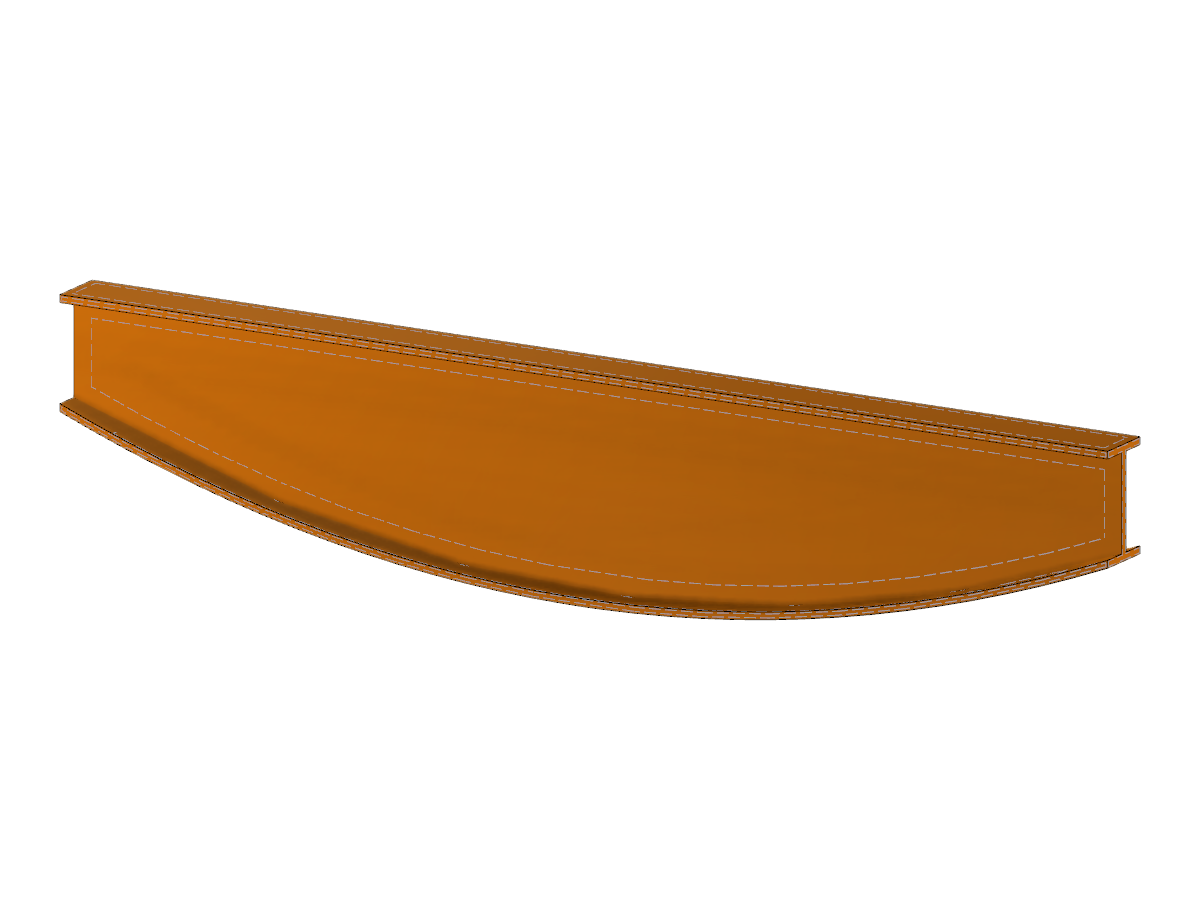 Parabolic timber fish-bellied girders with an I-section design in a structural model.
