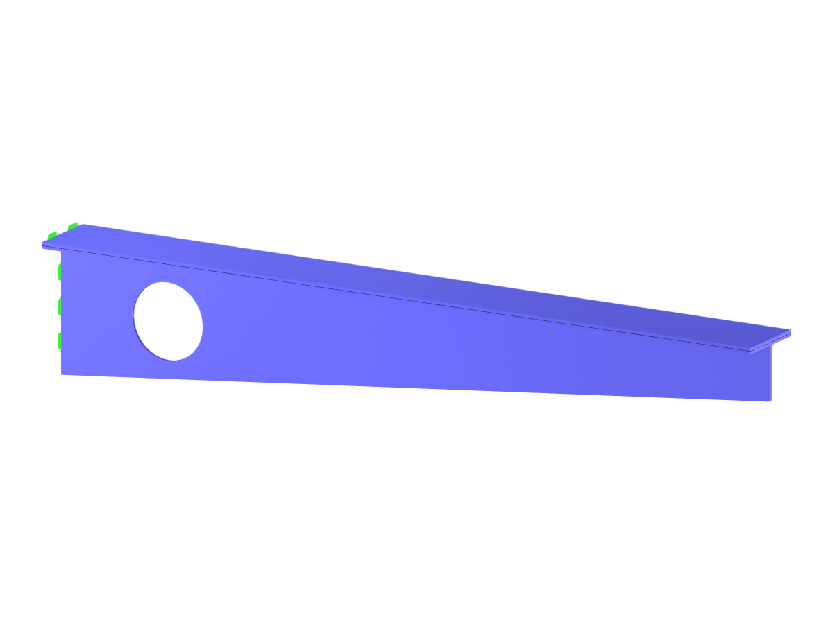 Cantilever structure with a T-profile featuring an opening in the web, created with surfaces.