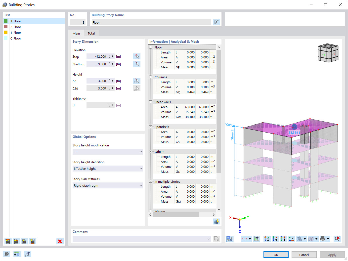 Building Stories: Story Dimension, Global Options, and Information