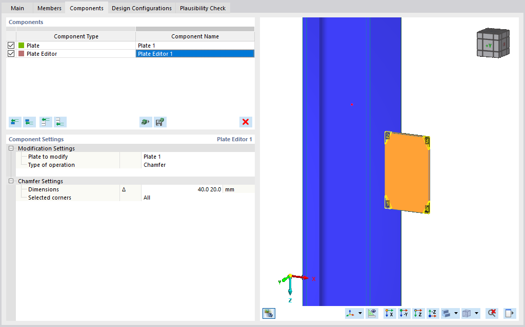 Component Settings Dialog