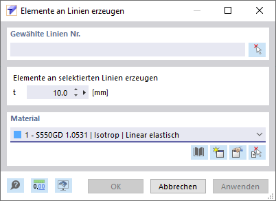 Dialog Box "Create Elements on Lines"