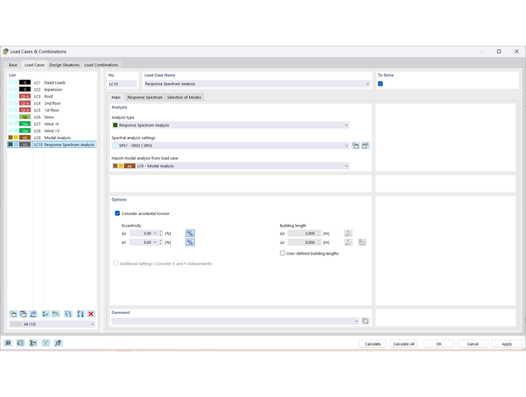 Response Spectrum Method Load Case