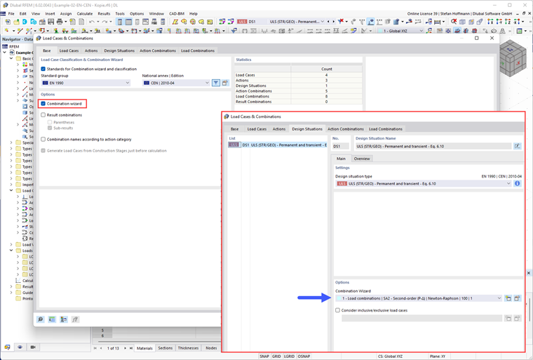 FAQ 005342 | There are no automatic load combinations created. What can I do?