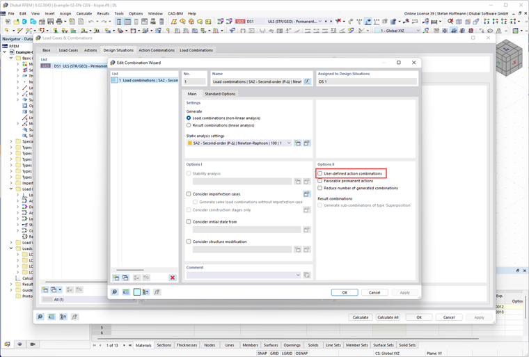FAQ 005342 | There are no automatic load combinations created. What can I do?