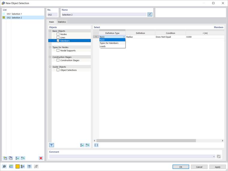 Dialog Box “New Object Selection”: Selection 2