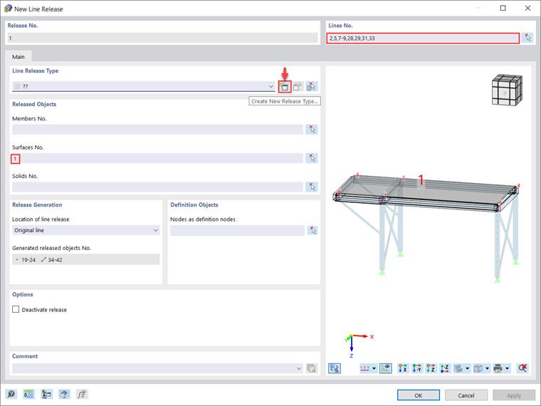 Dialog Box “New Line Release”