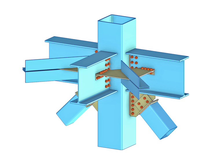 Steel Connection Beam to a Column and Diagonals
