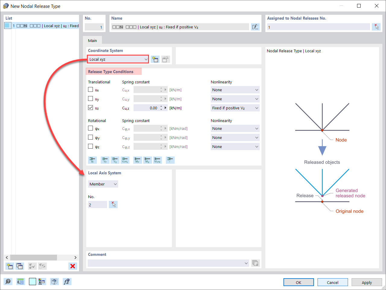 Dialog Box “New Nodal Release Type”