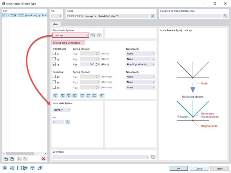 Dialog Box “New Nodal Release Type”