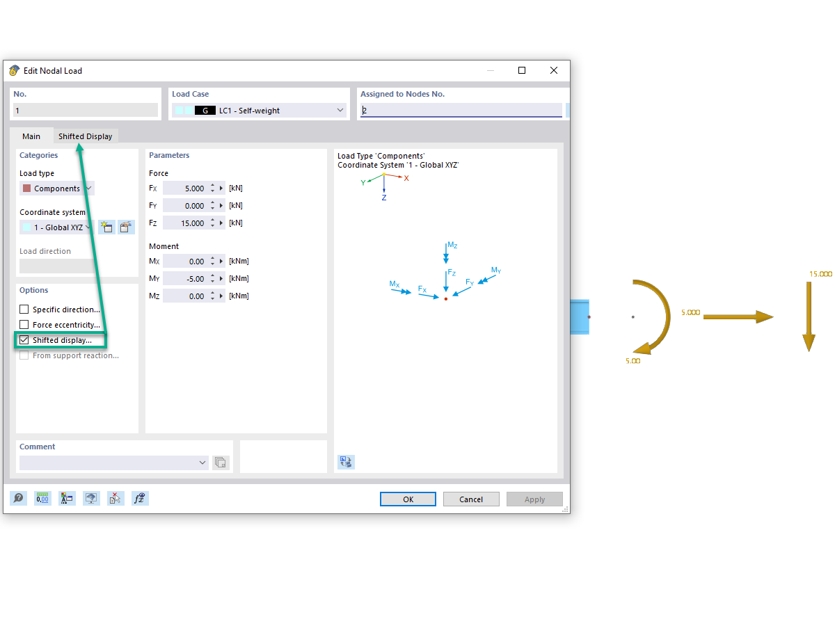 Feature 002562 | Shifted Display of Nodal Loads
