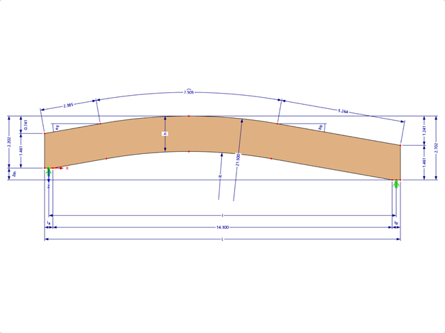 Model 000576 | GLB0406 | Glued-Laminated Beam | Curved | Constant Height | Asymmetric with Parameters