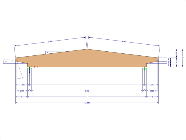 Model 000625 | GLB0304 | Glued-Laminated Beam | Double-Tapered | Symmetric | Offset-Tapered Cantilevers with Parameters