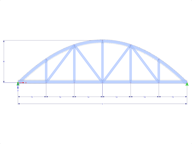 Model 001632 | FT701p-crv-a | Bowstring Truss with Parameters