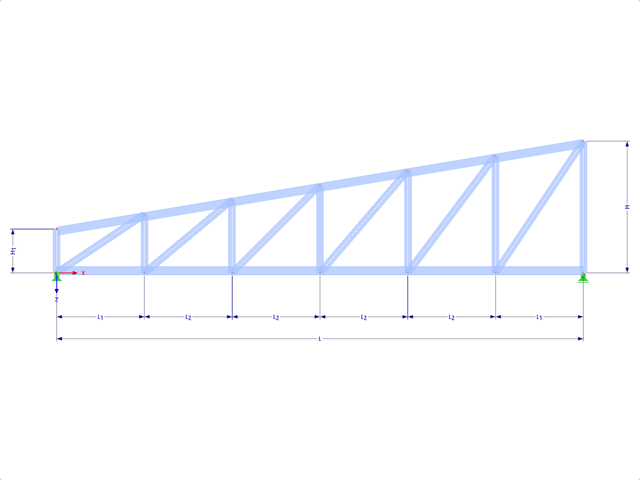 Model 001757 | FT250-b | Mono-Pitched Trapezoidal Truss with Parameters