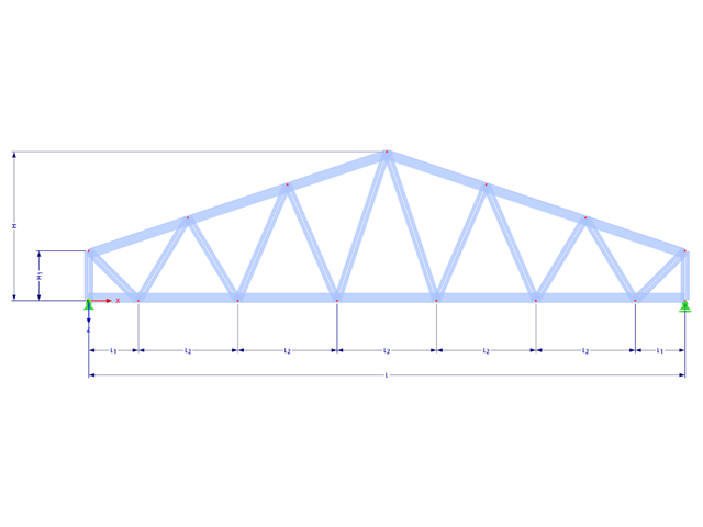 Model 002495 | FT453 | Double Pitched Truss with Parameters