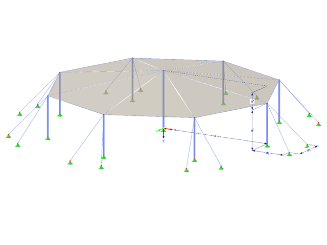 Model 002566 | TMS035 | Tensile Membrane Structure with Parameters