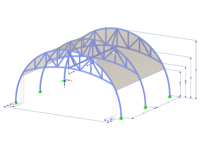 Model 002646 | TMS040 | Tensile Membrane Structure with Parameters