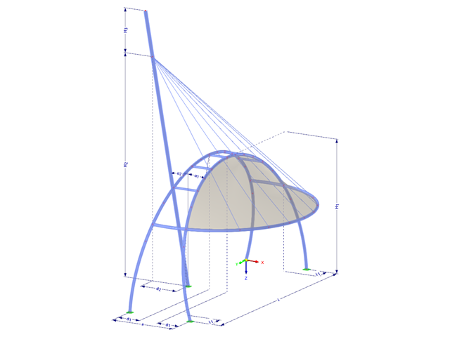 Model 002674 | TMS041 | Tensile Membrane Structure with Parameters